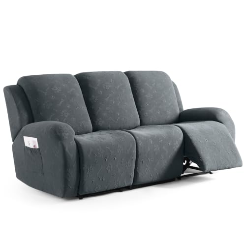 Ruaozz Stretch Recliner Couch Cover, 3 Seat, 8-Pie...