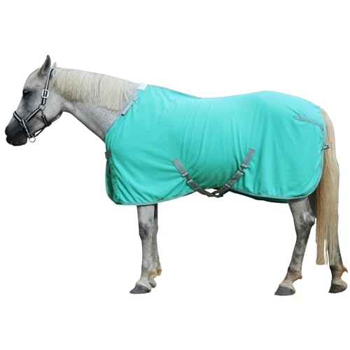 Image of LEAFOREST Horse Fleece Blanket Polar Fleece Cooler Liner Soft Exercise Blankets for Horses Moisture Wicking Sheet in the Barn, Stable, Stall, Pasture, Paddock Green 78 inches