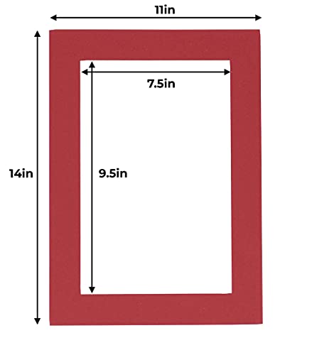 8X10 Mat For 11X14 Frame - Precut Mat Board Acid-Free Show Kit With Backing Board, And Clear Bags Deep Red 8X10 Photo Matte Made To Fit A 11X14 Picture Frame Matboard For Framing, Pack Of 1 Mat #TOP2