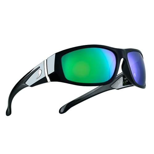 BNUS Polarized Sunglasses with Corning Glass Lens - High Definition, Fashionable, and Scratch-Resistant (Black/Green Flash Polarized, Glass lens)