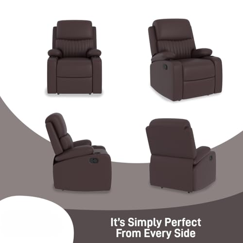Image of Amazon Brand - Solimo Orleans | Single Seater Sofa Recliner | Manual Recliner (Leatherette Brown)