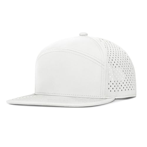Varpepe Performance Snapback Hats for Men Women Flat Bill Brim White Cap Golf Running Workout