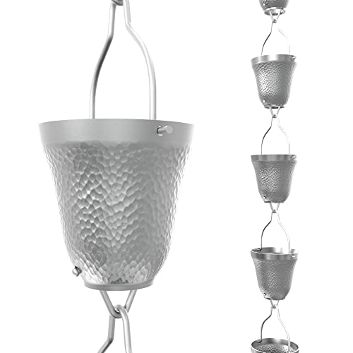 Rain Chains Direct - Contempo Rain Chain - 8.5 FT - Durable Milled Aluminum (Gray) - Premium Rain Chains for Gutters