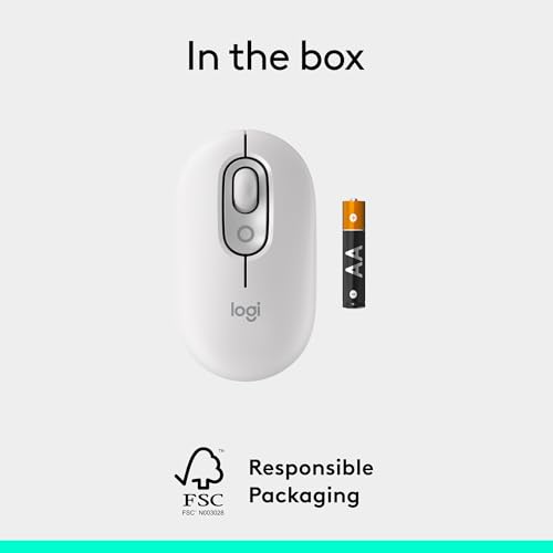 Logitech POP Mouse, Compact and Portable Wireless Bluetooth Mouse with Programmable Buttons and Quiet Clicks, Easy-Switch Between up to 3 Devices, Laptop, Tablet, PC - Off-White - Image 10