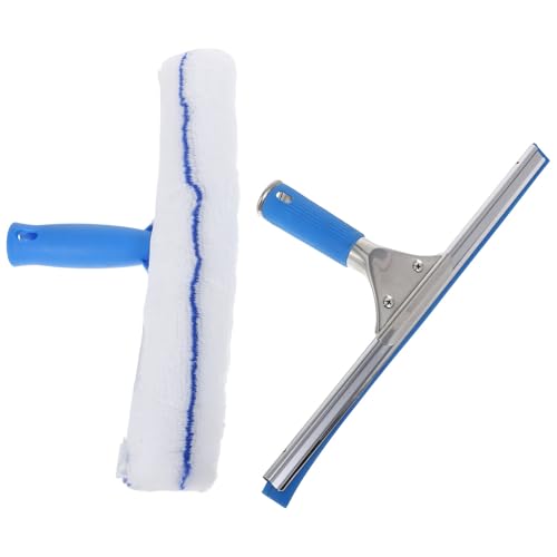 ERINGOGO Limpiacristales con Escobilla y Paño de Microfibra Suave Herramienta Doméstica para Ventanas Espejos Azulejos y Mármol para Limpieza Delicada sin Rayas ni Daños
