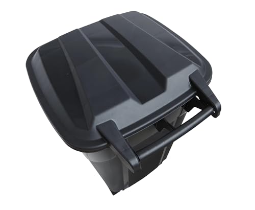 Caneca de basura plástica negra con ruedas 32 gal miniatura 4