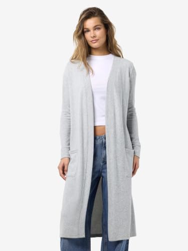 NOISY MAY Damen Nmcity L/S Long Noos Cardigan, Light Grey Melange, XL EU – Ansicht 2
