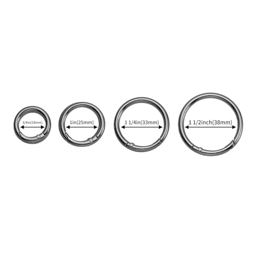 Image of DEVPSISR 15pcs Trigger Spring O Rings Round,Metal Keychain Ring Round Carabiner Clips for Keyrings Buckle, Bags,Purses