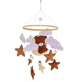 Ikubigu Baby Mobile for Crib - Animal Crib Mobile With Music for Girls and Boys, Wooden Bed Bell Hanging, Nursery Mobile for Bassinet Room Decor (Bear)