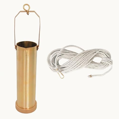 1000ml Oil Sampler Cup Kit - Copper Bucket with 10m Rope for Fuel Tanker, Petroleum Liquid Collection, Easy to Clean, Durable, Ideal for Fuel Testing