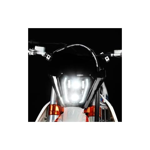 CHANGCHENG Dirt Bike Headlight LED With Turn Signals Universal Headlight Kit Light for Enduro Dirt Bike Motocross Supermoto ATV-Black Cover