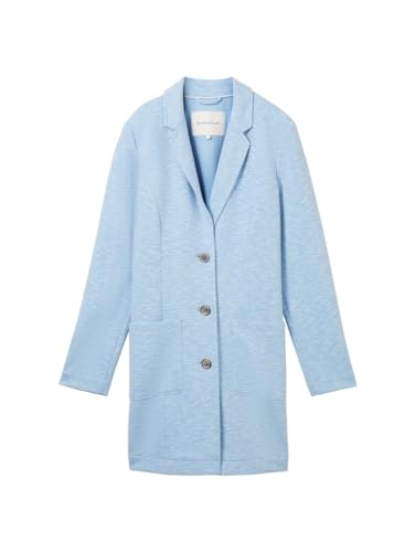 TOM TAILOR Damen Basic Mantel mit Struktur, 35064 - Fjord Blue Ck Structure, XXXL