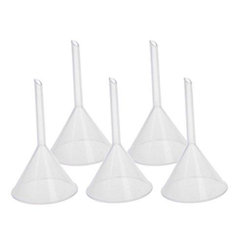 UEETEK 5 Pcs 60ml Multipurpose Plastic Lab Funnels Laboratory Clear White Plastic Filter