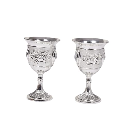 SHOWERORO Copa Cáliz de Aleación con Diseño de Incrustación Copa de Licor Blanca Irrompible para Bar Casa y Fiesta Estilo Europeo Plata