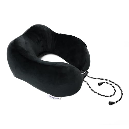 Enerfero Almohada de Viaje para Cuello, Almohada Cervical para Oficina Avión Tren Coche Viajando, Almohada Cuello Viscoelastica de Espuma Memoria, Cojin de Viaje Cuello con Máscara de Ojos