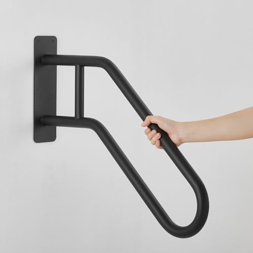 Purife Heavy Duty Black Wall Mounted Handrails for Outdoor Garage, Porch, Garden Steps, U-Shaped Powder Coated Non-Slip Hand Rails for 1-3 Steps, Staircase Pipe Hand Railings Safety Grab Bars by Purife - Used condition - Image 4