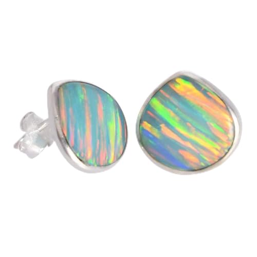 Boucles d'oreilles opale de feu jaune en argent 925 massif fait main