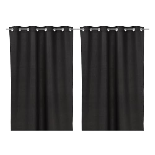 LOLAhome Set de 2 Cortinas confeccionadas Lisas Negras de loneta de 140x260 cm