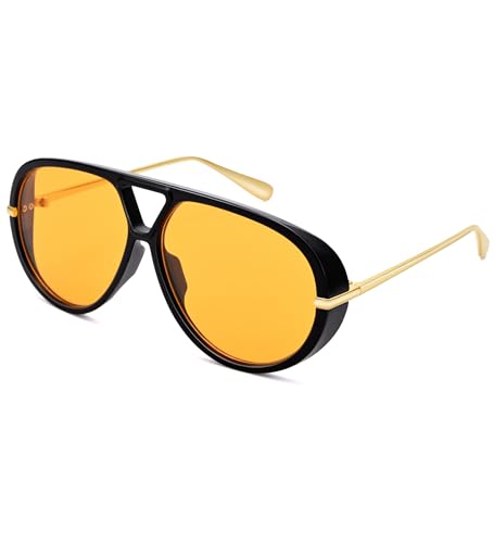 Trendy Oversized Aviator Sunglasses for Women Men Retro Big Large Shield Shades4