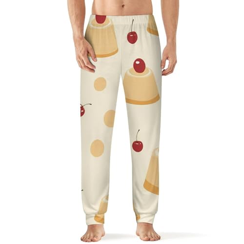 Cheese Pudding Cherries Men's Pajama Pants Lounge Pant Sleepwear PJ Bottoms