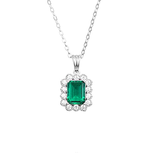 Collier émeraude 1,4 CT pendentif tournesol argent femme et fille