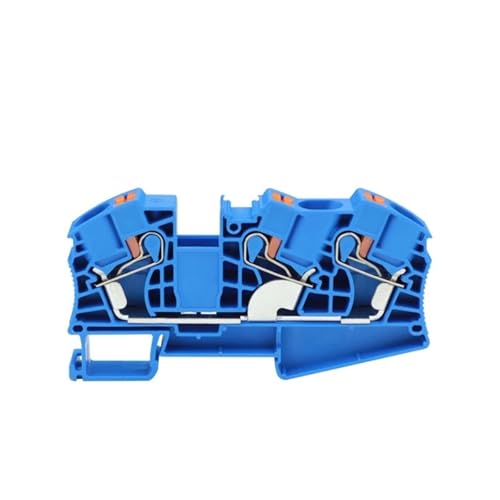 Bloque de terminales de riel DIN PT16-TW, conector de 1 entrada y 2 salidas azul