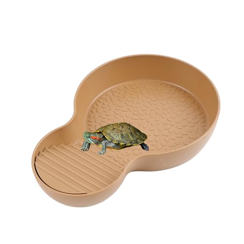 QINGYIWL Schildkröten Wasserschale Kleine Reptilien Badebecken mit Rampe Schildkröten Terrarium Zubehör für Kleine Schildkröten Geckos und Andere Kleine Reptilien (26 5 × 18 × 4 2 cm)