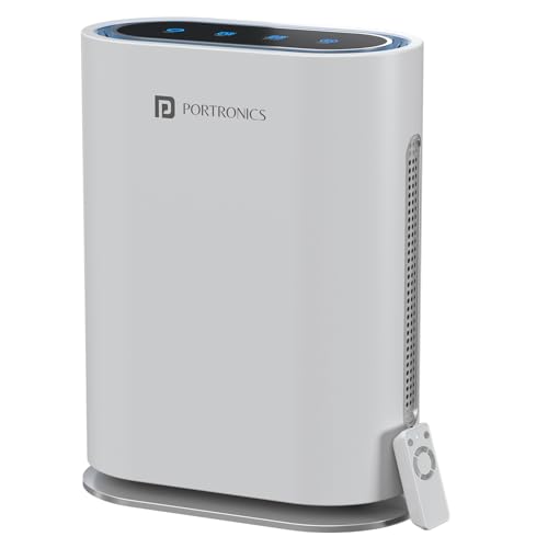 Image of Portronics Air X, 3-in-1 H13 True HEPA Air Purifier for Home & Office, Removes 99.95% PM0.3 to PM10, Dust & Smoke, UV Sterilization & Ionizer, CADR 249 m /h, Covers 388 sq.ft, Color-Coded Indicators