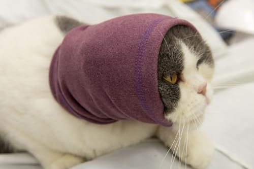 Image of Cat Snood Cover Noise Cancelling Ear Wrap Neck Cat Head Cover Ear Wrap for Baths Pail Lilac S