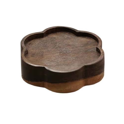 YXINAER Handgefertigter Teekannenhalter aus Blackwood-Holz, Pflaumenblüte, Trockeneinweichplattform, kleine Teegeschirrstütze Massivholz, Geschirrzubehör Topfuntersetzer Metall(A-14.8X4CM)