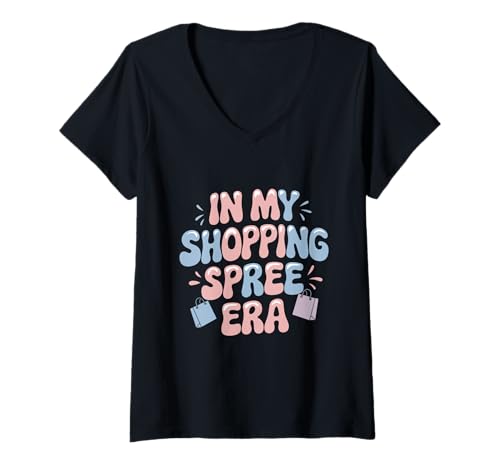 Womens in My Shopping Spree Era in My Era Vintage Retro V-Neck T-Shirt