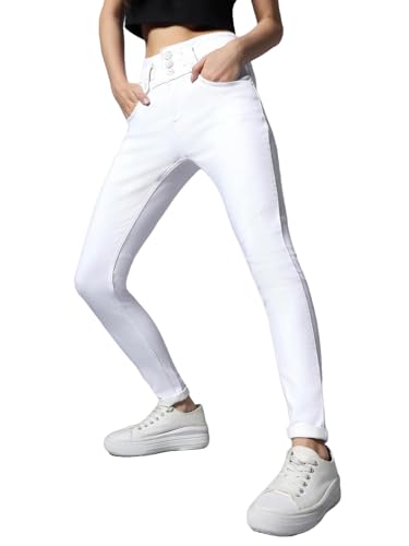 Image of TWGE - Women's High Waist Skinny Fit Jeans - 3 Button, Stretchable Denim Pants - Ankle Length - Stylish Casual Wear