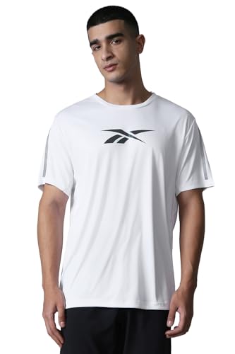 Image of Reebok Men's Polyester Gym T-Shirt - Moisture Wicking Sports T-Shirt for Men | Workout Running Training Tshirt for Men | Half Sleeve Active Tee