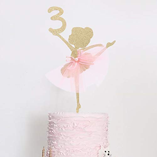 Ballet Cake Topper 1 To 5 Years Old - Ballerina, Birthday Cake Topper, Ballet Birthday Party, Dancing Princess Birthday Party, Birthday Party Cake Decoration, Studio Photo Props. (Ballerina 3) #TOP4