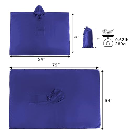 Image of salamra Hooded Rain Poncho Waterproof Raincoat Jacket for Men /Women /Adults with Pocket