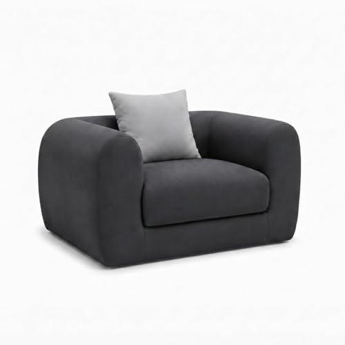 Image of Modern Sofa Set 3-Seater with Armchair and Ottoman, 4 Seater, 5 Seater Design in 3+1+Footrest Sofa for Living Room, Bedroom, Hallways (Dark Gray)