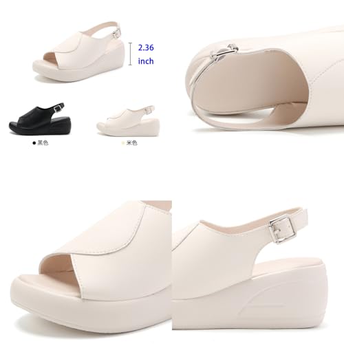 BlackeEight Women's Lightweight Wedge Sandals,Summer Peep-Toe Slingback Buckle Ankle Strap Comfortable Platform Casual Dressy Shoes2