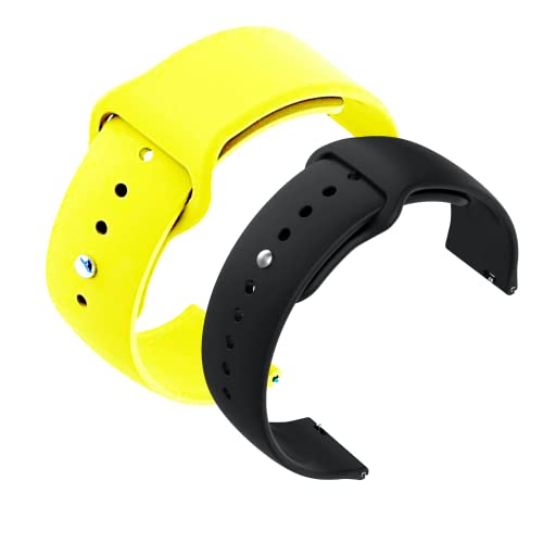 Image of YODI New Accessories Silicone 22MM Strap Belt Band for Smart Watch (Set of 2 Color) Combo Pack (Smart Watch NOT Included) (Yellow-Black)