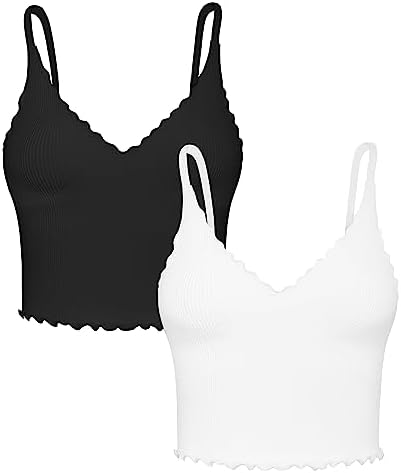 Amazon.com: Sunzel 2 Pack Women's V Neck Ribbed Camisole Tank Tops