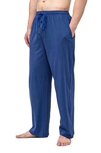 Bintangor Mens Pajama Sleep Pants 100% Cotton Knit Elastic Waistband Lounge Wear Long XL Sky Blue2