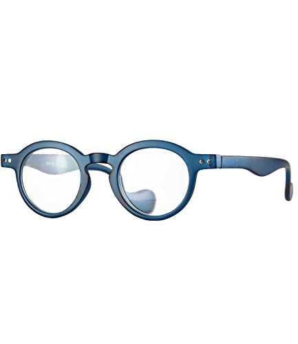 Caripe Retro Nerd Vintage Lesebrille Lesehilfe Damen Herren oval rund Federscharnier - M4092 (+ 3,0 dpt, M4118 blau transparent) Cover