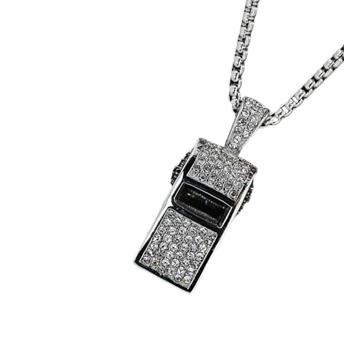 Silbato Collar de Cadenas de Acero Titanizado con Cristales miniatura 4