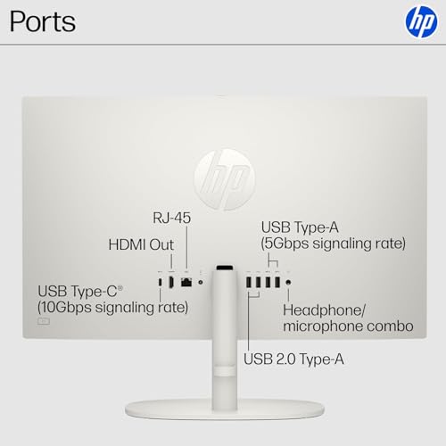 Image of HP 21.45 inch FHD All-in-One PC, Intel N200 Processor, 16GB DDR5 RAM, 1TB PCIe SSD, HDMI, WiFi 6, Windows 11 Pro, Wired Keyboard & Mouse + External 9H 6-in-1 DVD Drive, White