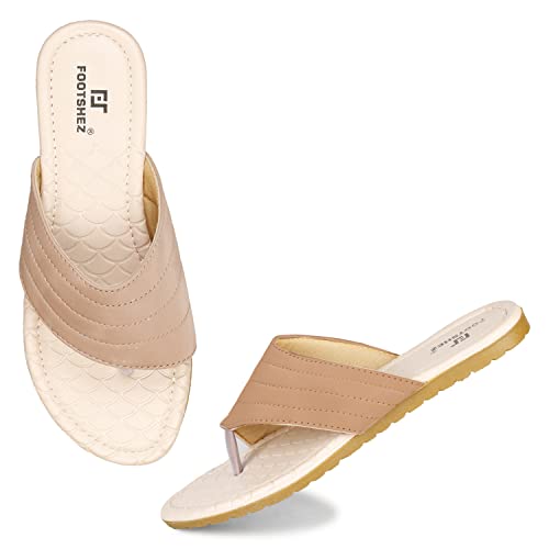 Image of Footshez Women's Synthetic Leather Slip On Comfortable Regular Fashion Slippers