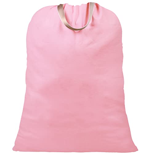 LOLOMLO Extra Large Canvas Laundry Bags with Handles & Drawstring Closure, Heavy Duty Tears Resistant Clothes Storage Travel Bags, Machine Washable Multi Use Laundry Bag liner for Laundry Hamper - 25.5 x 34 in - Pink