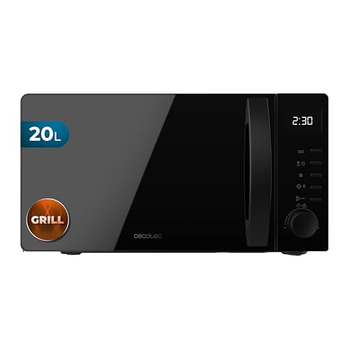 Cecotec Microondas con Grill Proclean 5105 Black. 700W, 20L, Tecnología 3DWave, Grill, 5 Niveles Potencia, Temporizador 30 Min, Descongelación, Pantalla con Reloj, Gratinados Perfectos