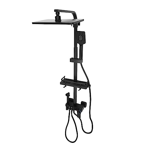 Panel de ducha de lluvia con sistema de ducha de mano, ducha de lluvia con grifo, altura regulable de 73 a 116 cm, juego de ducha con 3 tipos de chorro, interfaz estándar G1/2