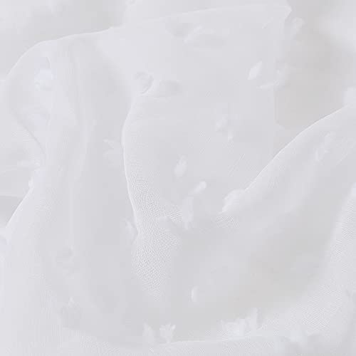 White Curtain 96 Inches Long For Living Room Bedroom Textured Curtains 2 Panels Set Sheer Window Curtain Panels 52 Inch Width Farmhouse Semi Sheer Boho Pom Pom Tufted Rod Pocket 52X96 Inches #TOP7