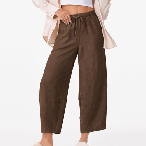 Pants for Women Baggy Wide Leg Palazzo Casual Elastic Waist Wide Leg Pants Drawstring Elastic Waisted Lounge Trousers2
