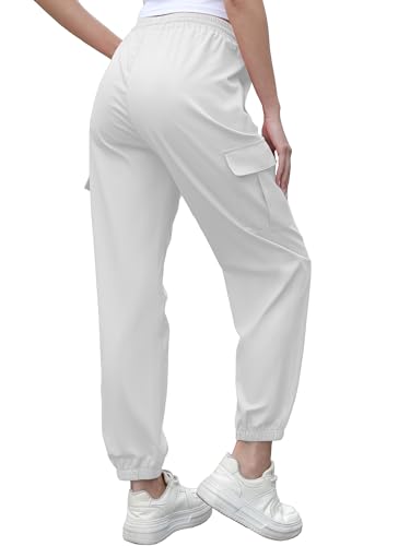Image of Cromoncent Girls&Womens Cargo Pants Elastic Waist Lightweight Outdoor Jogger Pants, 6 Years - XX-Large